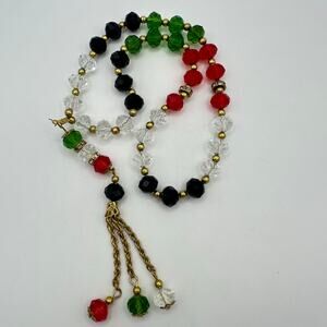 Clear red green black faceted glass beads tasbih Islamic prayer beaded bracelet
